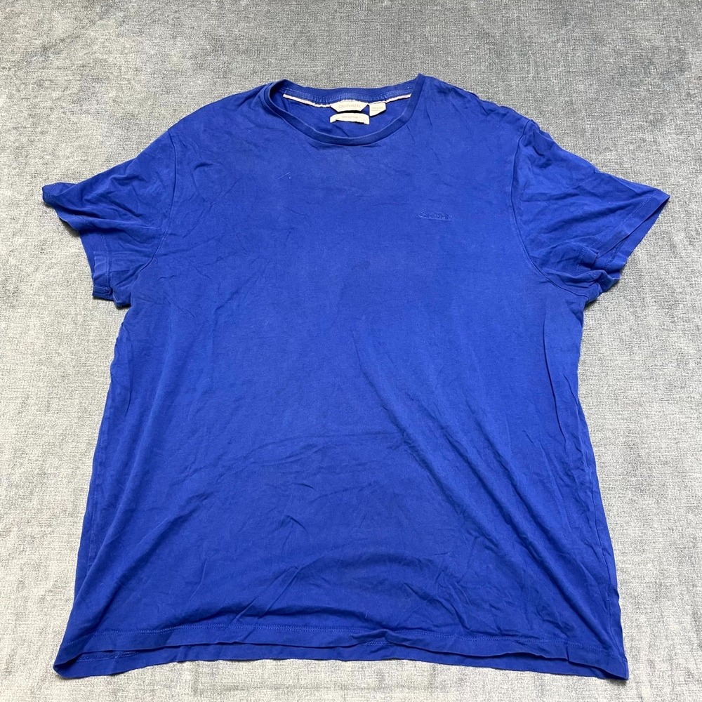 Calvin Klein T Shirt Mens XL Blue Pima Cotton Short Sleeve Casual Streetwear